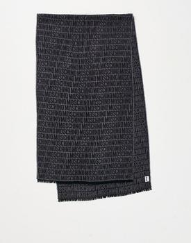 推荐Moschino all over logo wool scarf in grey商品