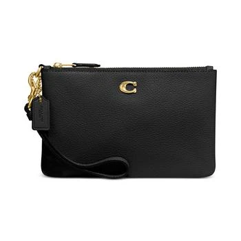 COACH Polished Pebble Leather Small Zip-Top Wristlet