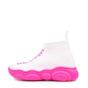 推荐Girls White & Pink Low Sock Trainers商品