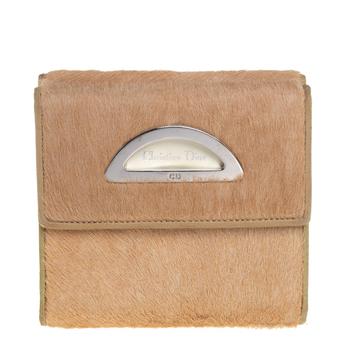 迪奥经典款, [二手商品] Dior | Dior Beige/Cream Calf Hair and Patent Leather Trifold Wallet商品图片 4.5折
