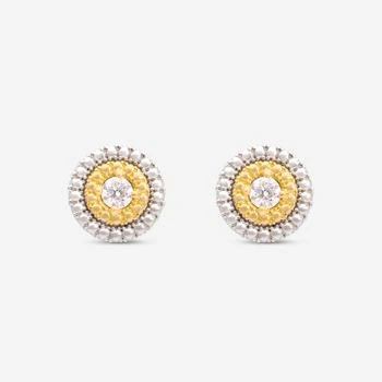 Roberto Coin | Roberto Coin Siena 18K White & Yellow Gold Diamond Dot Stud Earrings 111477AVERX0,商家Shopworn,价格¥11953