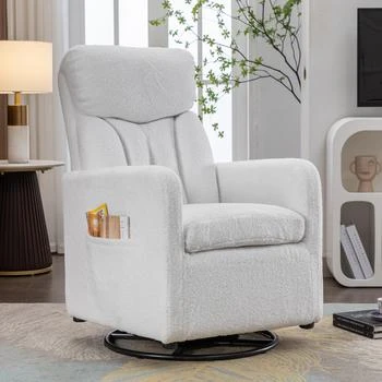 Simplie Fun | 022-Teddy Fabric Swivel Rocking Chair Gilder Chair,商家Premium Outlets,价格¥2194