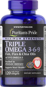 推荐Triple Omega 3-6-9 Fish, Flax, Chia Oils 120 softgels商品