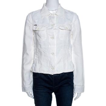 美国burberry, [二手商品] Burberry | Burberry Off White Linen Pocket Detail Button Front Shirt S商品图片 5折