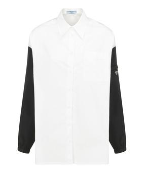 Prada | Prada Color-Block Logo Plaque Shirt商品图片,