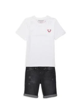 True Religion | Little Boy's 2-Piece Logo Tee & Denim Shorts Set 