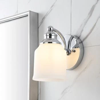 JONATHAN Y | Lydia 5.13" 1-Light Iron/Frosted Glass Farmhouse Cottage LED Vanity Light,商家Premium Outlets,价格¥365