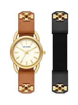 推荐Ravello Goldtone & Leather Strap Watch Gift Set商品