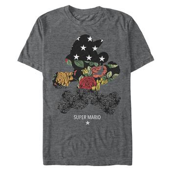 Nintendo | Nintendo Men's Super Mario Floral Outline Mario Short Sleeve T-Shirt商品图片,独家减免邮费