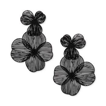 Lonna & Lilly | Gold-Tone Jet Pavé Openwork Flower Double Drop Earrings 独家减免邮费