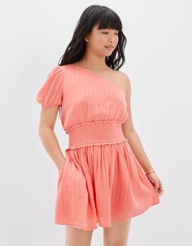 AE | AE One-Shoulder Smocked Mini Dress商品图片,4.9折