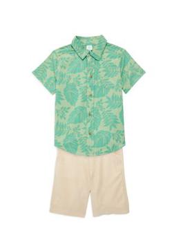 Little Me | Little Boy’s 2-Piece Leaf Shirt & Shorts Set商品图片,6.5折
