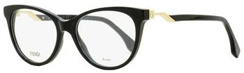 推荐Fendi Women's Oval Eyeglasses FF0201 807 Black/Gold 52mm商品