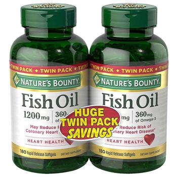商品Nature's Bounty | 鱼油软胶囊2瓶装 1200 mg,商家Walgreens,价格¥315图片