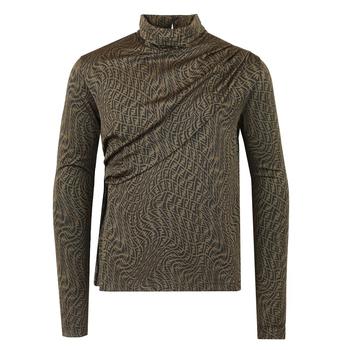 Fendi | Brown Long Sleeve Turtleneck Wavy Logo Top商品图片,5折