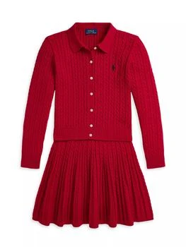 Ralph Lauren | Little Girl's & Girl's 2-Piece Cable-Knit Cardigan & Skirt Set,商家Saks Fifth Avenue,价格¥647