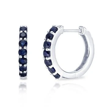 MaxColor | Solid 10k Yellow or White Gold 12mm Gemstone Hoop Huggie Earrings,商家Premium Outlets,价格¥1173
