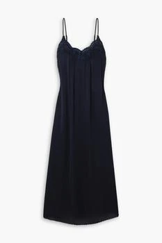 See by Chloé | Broderie anglaise-trimmed crepe de chine midi slip dress,商家THE OUTNET US,价格¥2129