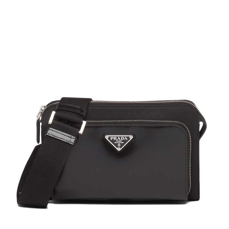 Prada | 【预售3-7天】PRADA/普拉达 21年秋冬 男士黑色再生尼龙配可拆卸可调式编织尼龙带和皮革肩带斜跨单肩包2VH130_789_F0002_V_OOO商品图片,7.9折, 包邮包税