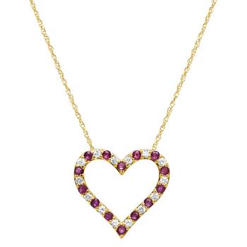 商品Macy's | 241 WEAR IT BOTH WAYS Sapphire (1/2 ct. t.w.) & Diamond (1/4 ct. t.w.) Two-Way Heart Pendant Necklace in 14K White Gold, 17" + 2-1/2" extender (Also in Emerald & Ruby),商家Macy's,价格¥4224图片