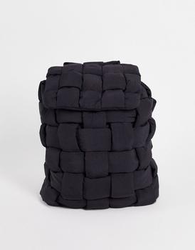 ASOS | ASOS DESIGN large padded weave backpack in black商品图片,6折×额外9.5折, 额外九五折