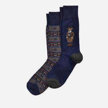 推荐Polo Ralph Lauren Men's 2-Pack Socks - Navy Gents Bear/Fairisle商品