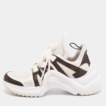 lv鞋, [二手商品] Louis Vuitton | Louis Vuitton Off-White/Brown Mesh and Monogram Coated Canvas Archlight Low-Top Sneakers Size 36.5商品图片 8.6折, 满1件减$100, 满减