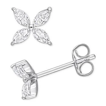 Macy's | Lab-Created Moissanite Flower Stud Earrings (3/4 ct. t.w.) in 10k White Gold,商家Macy's,价格¥4013