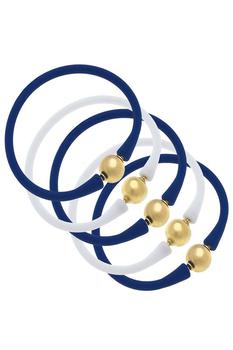 商品Canvas Style | Bali Game Day 24K Gold Bracelet (Set of 5) Royal Blue & White,商家Verishop,价格¥964图片