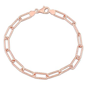 商品Amour | 6mm Fancy Cut Oval Link Bracelet In Rose Plated Sterling Silver,商家Jomashop,价格¥450图片