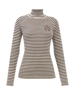 日本美利奴, Ganni | Roll-neck striped cashmere-merino sweater商品图片 2.9折