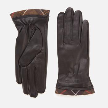 商品Barbour Casual Women's Tartan Trimmed Leather Gloves - Black/Classic图片