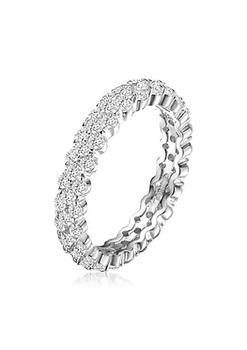 商品Rozzato | GA .925 Sterling Silver Clear Round Cubic Zirconia Curved Eternity Ring,商家Belk,价格¥517图片