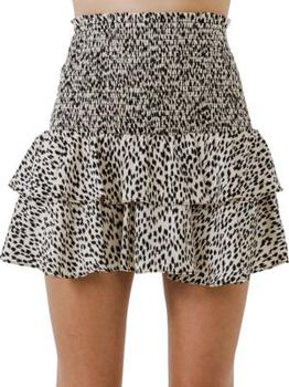 推荐Leopard-Print Tiered Mini Skirt商品