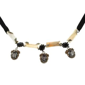 推荐Marni Crystal & Resin Black Ribbon Tie-up Necklace商品