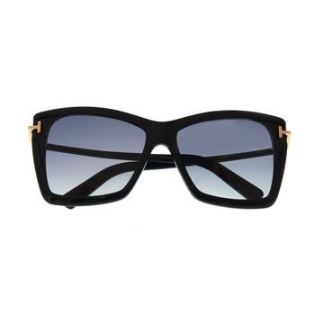 tom ford, Tom Ford | Tom Ford Leah Shiny Black & Gradient Smoke Square Sunglasses FT0849-6401B商品图片 5折, 独家减免邮费