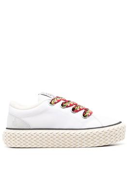 推荐Lanvin Women's  White Cotton Sneakers商品