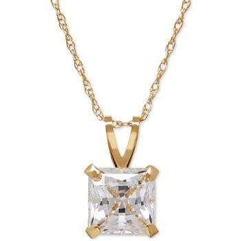 Macy's | Princess-Cut Cubic Zirconia Pendant Necklace in 14k Gold or White Gold,商家Macy's,价格¥2619