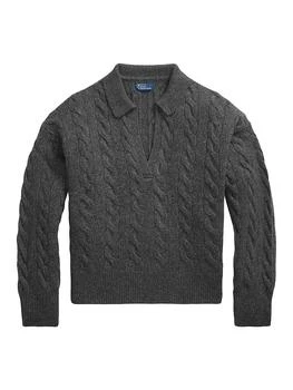 推荐Wool-Blend Cable-Knit Polo Sweater商品