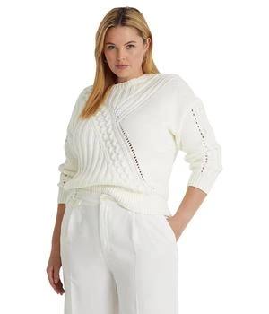 Ralph Lauren | Plus Size Cotton-Blend Crew Neck Sweater 4.6折, 满$220减$30, 满减
