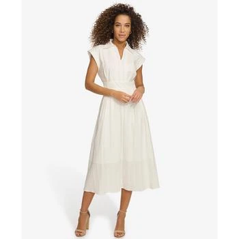 Kensie | Women's Textured-Stripe Collared Midi Dress 