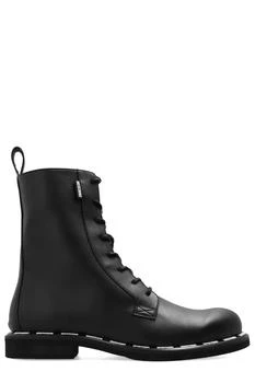 Moschino | Moschino Logo Patch Zipped Combat Boots 5.7折