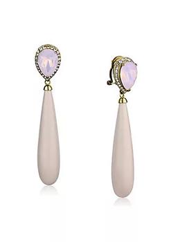推荐Women's Gold IP Stainless Steel Earrings with Light Rose Crystal商品