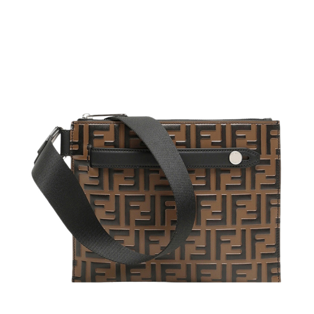 芬迪男包真假, Fendi | Fendi 芬迪 男士棕色牛皮复古logo印花手拿包 7VA437-A5K4-F14TW商品图片 满$100享9.5折, 满折