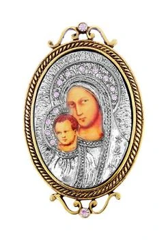 Symbols of Faith | 14K Gold-Dipped and Silver-Tone Purple Crystal Enamel Iconica Mary Brooch,商家Belk,价格¥576