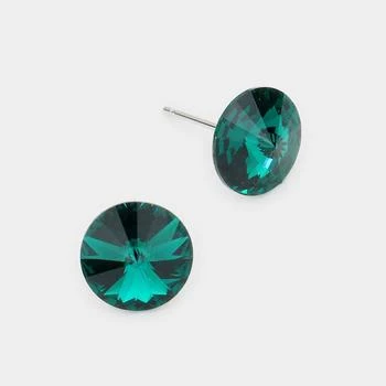 FASHNZFAB | 10mm Round Crystal Stud Earrings - Emerald,商家Premium Outlets,价格¥149