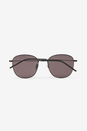 推荐Aviator-style gunmetal-tone sunglasses商品