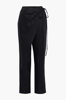 Oscar de la Renta | Draped linen and ramie-blend straight-leg pants商品图片,3折