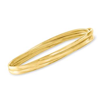 推荐Ross-Simons Italian 18kt Gold Over Sterling Interlocking Triple-Bangle Bracelet商品