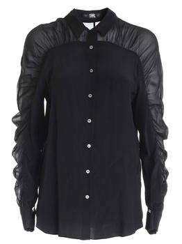 Karl Lagerfeld Paris | Karl Lagerfeld Gathered Buttoned Shirt商品图片,5.7折